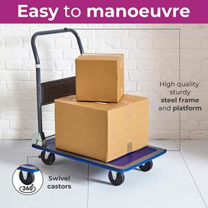 तह स्टील आयरन ट्रॉली डोली गाड़ी बैरो भारी ड्यूटी पुश प्लेटफॉर्म हाथ ट्रक - Product Image 2