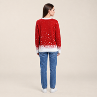 Pull de Noël LED personnalisé, motif flocon de neige tricoté, pull de Nouvel An amusant avec cerf, lumineux pour fêtes de fin d'année