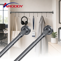 ARODDY Factory Tringle de tension compacte en tube de carbone gris de 1 à 1,7 m, réglable en un clic sans outil, pour placard, compatible dropshipping