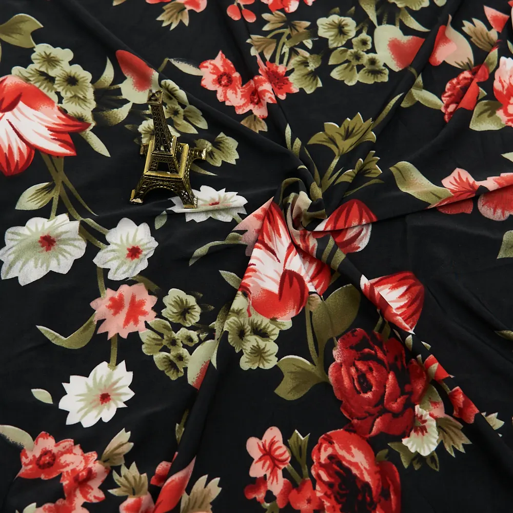 Стрейчевая трикотажная Мини-ткань с цветочным принтом для платьев с запахом