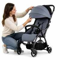 Poussette bébé 3 en 1 en alliage d'aluminium OEM, pliage en un clic, légère et portable pour les voyages