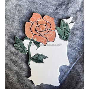 Mosaïque de fleurs en marbre poli à jet d'eau rose pour murs et sols, écologique, pour studios et villas - Product Image 5