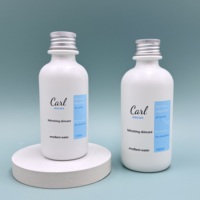 Botella Cosmética de Alta Calidad de 120 ml, Botella Redonda de Vidrio Blanco con Tapa de Rosca