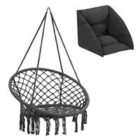 Chaise suspendue d'extérieur Ensemble de hamac en coton Grand crochet de plafond souple Chaise suspendue à franges tressées