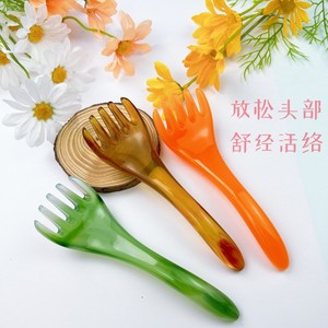 Peigne de massage à cinq branches en résine pour acupression du cuir chevelu, gratte-tête pour la relaxation et les soins des méridiens - Product Image 2