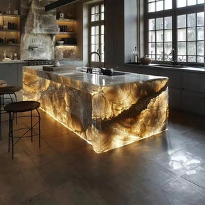 حجر بونتون الطبيعي الحديث، رخام شفاف أصفر مضاء من الخلف، حجر أونيكس لسطح المطبخ - Product Image 1