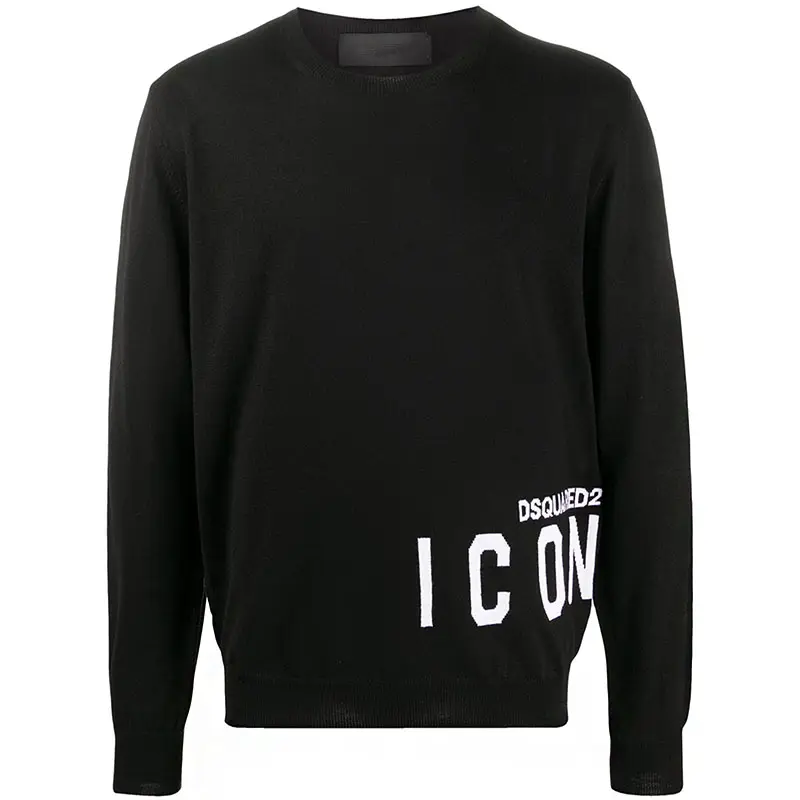 Custom Logo Designer Men Winter Tops Jacquard Letter Knitted Casual Black Cotton Pullover Knit Sweater sueter hombre