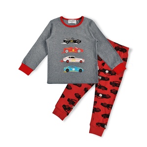<span class=keywords><strong>Pigiama</strong></span> da Bambino a 2 Pezzi con Stampa Auto da Corsa, Set <span class=keywords><strong>Pigiama</strong></span> con Motivo Veicoli per Bambini, 95% Cotone + 5% Spandex, Set <span class=keywords><strong>Pigiama</strong></span> a Maniche Lunghe - Product Image 3