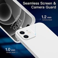 EM Protections d'écran à 360 degrés et étuis de téléphone antichoc 2-en-1 Couverture arrière pour iPhone 11 12 13 Pro Max