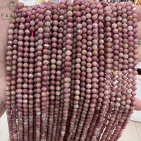 Perles en vrac de rhodonite naturelle facettée de 2 mm, 3 mm, 4 mm pour la fabrication de bijoux - Vente en gros