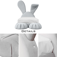 Lit de lapin enchanteur, durable, confortable et écologique, avec revêtement en velours et lumières LED pour chambre d'enfant