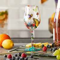 Verres à vin faits à la main en cristal sans feuilles de haute qualité, verres à vin peints à la main, gobelet en verre design de fleurs colorées