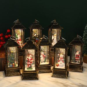 Lanterne de Noël à LED chauffée par piles, en plastique rempli d'eau, lumière chaude, motif bonhomme de neige imprimé, pour la maison - Product Image 1