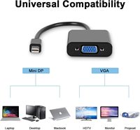 Adaptateur Mini DP vers VGA, câble adaptateur Mini DP vers VGA mâle vers femelle