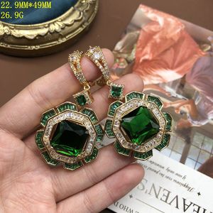 ZHENXUN – ensemble de boucles d'oreilles avec pendentif émeraude, bijoux en cuivre doré, entièrement sertis de diamants, accessoires pour femme, cadeau de créateur original à <span class=keywords><strong>la</strong></span> mode - Product Image 4