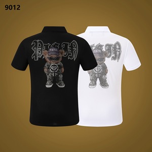 Plein Người Đàn Ông Của Mỏng Phù Hợp Với Cổ T-Shirt Cotton Thoáng Khí ủi Kim Cương Skull Spandex-Voan Tự Nhiên Nút Thoải Mái Tops - Product Image 3