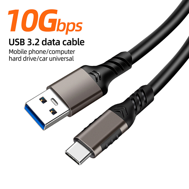 USB3.2 to Type-c 10Gbps Transmission 3A60W Charging Data Cable Pure Copper for IOS and Computer Use
