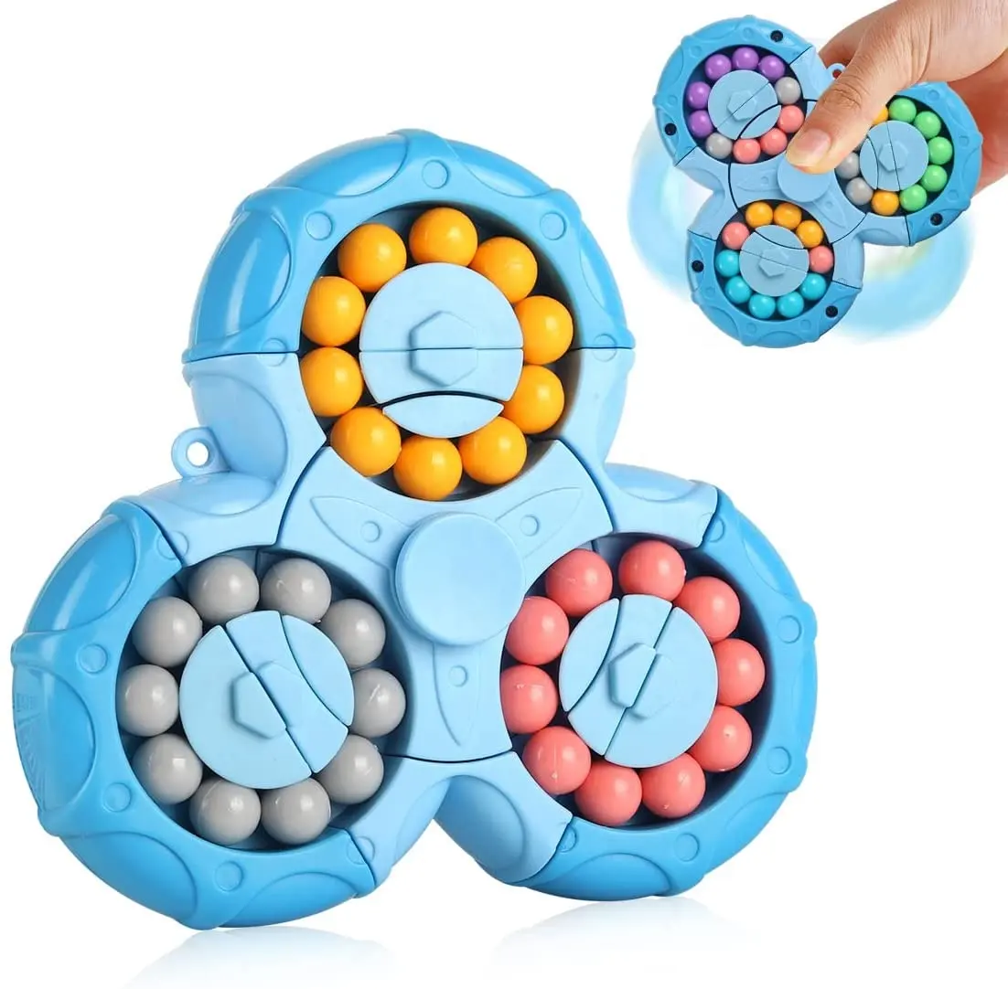 Low price decompression fingertip rotating magic bean cube fidget spinner toy fidget gyro for kids and adults stress relief toys
