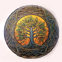 Nappe d'autel ronde en peluche avec pentacle circulaire pour tarot et runes