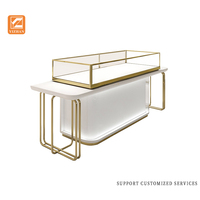 Dernière vitrine de bijoux en verre or rose de luxe Boutique élégante Design d'intérieur avec éclairage LED Bijouterie de luxe