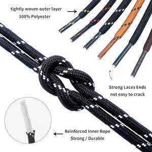 SUBAUM 2 Pares de Cordones Redondos para Botas, Resistentes y Fuertes para Botas de Trabajo, Botas de Senderismo, Cordones Gruesos de Repuesto Hechos en China - Product Image 3