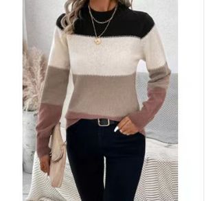 Lässiger Damen-Pullover mit Langen Ärmeln und Patchwork-Muster, Kontrastfarben-Sweater zum Fabrikpreis - Product Image 2