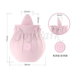 Joypark Populaire Vrouwelijke Tong Zuigen Likken Rosvormige Siliconen Oplaadbare Ipx6 Waterdichte Vibrator Borstel 10 Frequenties - Product Image 5