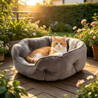 Lit pour animaux de compagnie moderne, classique, confortable, résistant à l'eau, amovible, lavable, en tissu Oxford, base antidérapante, respectueux de l'environnement, pour chiens