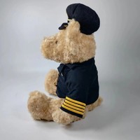 Boneka Beruang Teddy Pilot Custom, Boneka Kapten Pesawat Lucu, Hadiah Mainan Hewan Terbaik untuk Anak-Anak, Isian Kapas PP, Boneka Beruang Plush