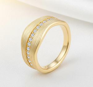 Bague en argent sterling S925 brossé avec bande en moissanite de 10 mm de large, forme vague, couleur or et argent, bijoux fins pour femme, idéale pour un cadeau de fête - Product Image 4