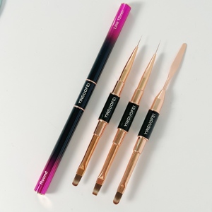Pinceau à ongles professionnel à double tête pour gel UV avec logo personnalisé, manche en métal, pinceau pour la peinture d'art sur ongles - Product Image 1