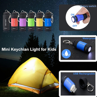 Linterna LED de Bolsillo Recargable por USB con Logotipo Personalizado al por Mayor, Mini Linterna Portátil con Anillo para Llaves