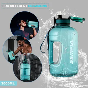 3L leakproof Tritan BPA tập thể dục nước Jug nhựa lớn motivational thể thao ngoài trời uống chai với thời gian đánh dấu cho du lịch