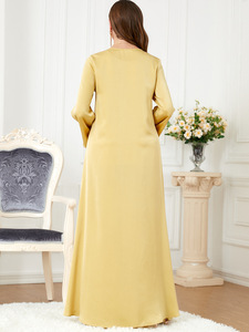 Vêtements pour femmes col en V mot perle vêtements traditionnels musulmans robe de mode à manches longues - Product Image 6