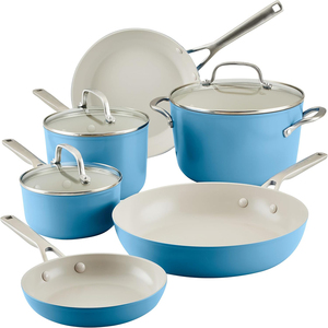 Juego de Ollas de Cocina Antiadherentes de 9 Piezas, de Aleación de Aluminio Moderno, con Tapas de Vidrio y Asas de Acero Inoxidable, Aptas para Lavavajillas y Horno, para Cocina de Gas - Product Image 1