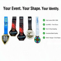 Médailles de récompense en métal émaillé souple personnalisées en gros, médailles de souvenir sportives avec logo personnalisé et ruban brillant