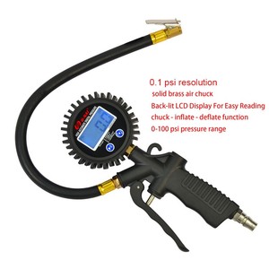 Manómetro de Neumáticos de Alta Resistencia 0-160 PSI, Precisión de ±2.5%, Manguera Antiexplosión Reforzada, Conector Metálico, para Camiones y Autobuses - Product Image 6