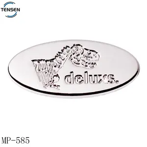 Zinc alloy oval logo metal plate hardware custom furniture engraved name alloy label badges with sticker