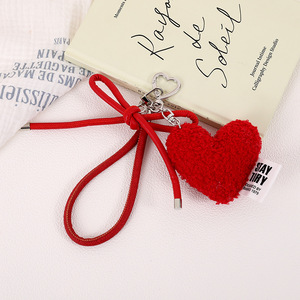 จี้ห้อยกระเป๋าหนังรูปหัวใจประดับโบว์ขนปุยแฟชั่น พร้อมเชือกห้อย DIY - Product Image 4