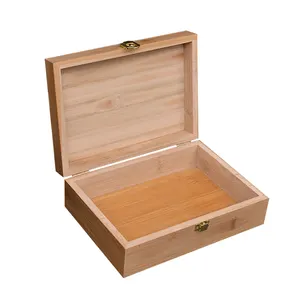 Finished Large Custom Size Natural Color Wooden Bamboo Box Bamboo Wood Bag Tea Box For Packaging With Hinged Lid