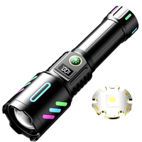 Lampe torche tactique LED en alliage d'aluminium avec zoom télescopique, rechargeable par USB, laser blanc, affichage numérique de la puissance, pour extérieur