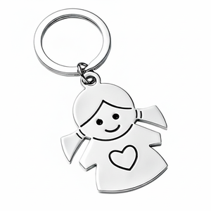 Portachiavi in argento con design a cuore, portachiavi in metallo per bambini e regali - Product Image 2