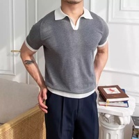 Pull avec logo personnalisé OEM pour hommes, coupe ajustée, haut en tricot, col en V, pull décontracté à manches courtes, pull en tricot, polo, golf, t-shirt