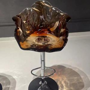 Tabouret de bar en pétale de meubles d'art en résine d'intérieur haut de gamme pour salon, salle à manger, entrée de mariage et chambre à coucher, chaise d'hôtel-loisirs - Product Image 6