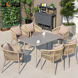 <span class=keywords><strong>Juego</strong></span> <span class=keywords><strong>de</strong></span> <span class=keywords><strong>mesa</strong></span> <span class=keywords><strong>de</strong></span> comedor <span class=keywords><strong>y</strong></span> silla <span class=keywords><strong>de</strong></span> diseño moderno <span class=keywords><strong>de</strong></span> 8 piezas para jardín al aire libre Patio Balcón Villa Hotel o Parque-Venta directa <span class=keywords><strong>de</strong></span> fábrica - Product Image 2