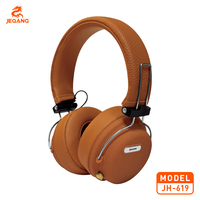 Casque audio vintage BT supra-auriculaire en cuir PU avec coussinets confortables, charnière métallique, son stéréo multicolore pour la musique et le gaming, vente en gros