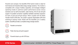 Inversor Híbrido Goodwe GW50K-ET-10 de 50KW Trifásico 380V de Alto Voltaje con Batería de Bajo Voltaje de 48v/51.2v - Product Image 2