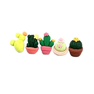 New Design Flatback Resin Cactus Cabochon Kawaii Mini Flower Cactus Succulent Potted Plant Fairy Garden Decor