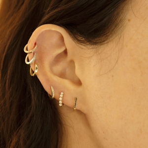 Yiwu Fashion Jewelry Wholesale Cheap 925 Silver <strong>Hinged</strong> Huggie 18k Gold <strong>Hoop</strong> <strong>Earring</strong> - Product Image 2