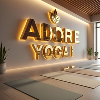 Enseigne lumineuse 3D en acier inoxydable doré, logo personnalisé, lettres métalliques éclairées par LED, enseigne murale intérieure pour studio, salon de beauté